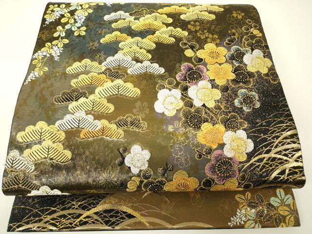 平和屋着物▼六通柄袋帯　福寿彩流文　金銀糸　引箔　正絹　逸品　DABH6261az