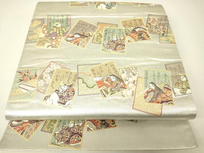 平和屋着物▼六通柄袋帯　源氏物語　プラチナ箔　金糸　正絹　逸品　DABH6264az