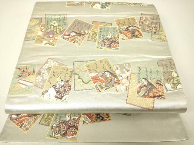 平和屋着物▼六通柄袋帯　源氏物語　プラチナ箔　金糸　正絹　逸品　DABH6264az