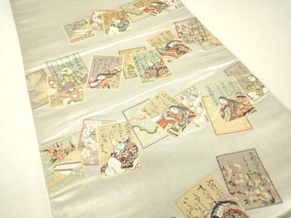 平和屋着物▼六通柄袋帯　源氏物語　プラチナ箔　金糸　正絹　逸品　DABH6264az