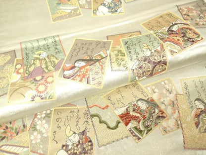 平和屋着物▼六通柄袋帯　源氏物語　プラチナ箔　金糸　正絹　逸品　DABH6264az