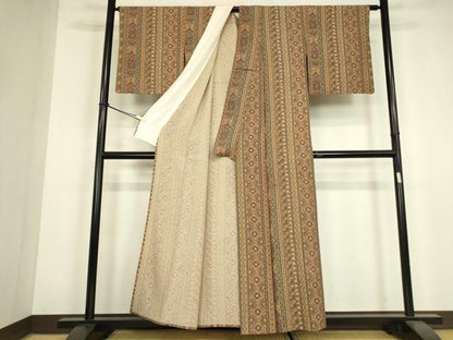 平和屋着物▽上質な小紋　単衣　ペイズリー柄　花間道　正絹　逸品　DABH6268az