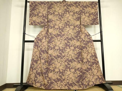 平和屋着物▽上質な小紋　単衣　辻が花　正絹　逸品　DABH6270az