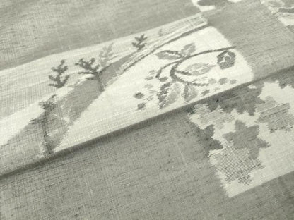 平和屋着物▽上質な紬　単衣　色紙風景花文　正絹　逸品　DABH6272az