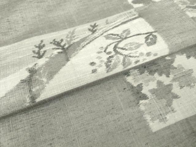 平和屋着物▽上質な紬　単衣　色紙風景花文　正絹　逸品　DABH6272az