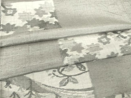 平和屋着物▽上質な紬　単衣　色紙風景花文　正絹　逸品　DABH6272az