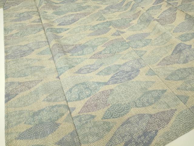 平和屋着物▽本塩沢　単衣　霞文　正絹　逸品　DABH6273az