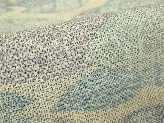 平和屋着物▽本塩沢　単衣　霞文　正絹　逸品　DABH6273az