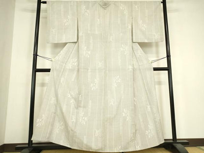 平和屋着物▽本塩沢　単衣　草花間道　110亀甲　正絹　逸品　DABH6278az