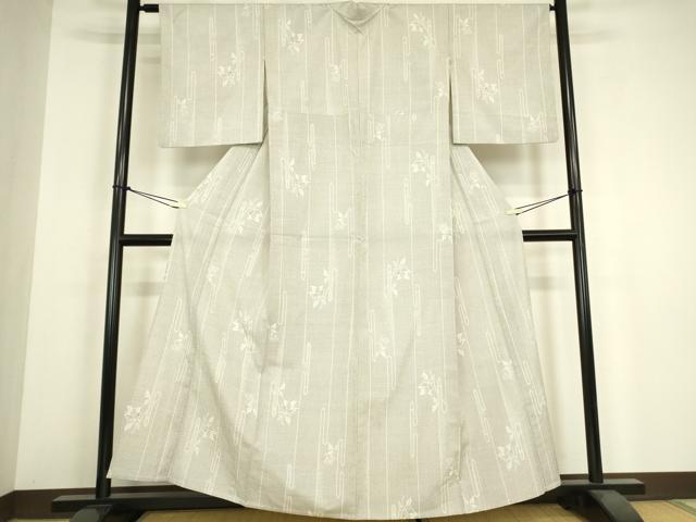 平和屋着物▽本塩沢　単衣　草花間道　110亀甲　正絹　逸品　DABH6278az