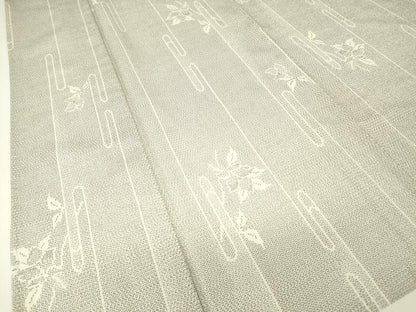 平和屋着物▽本塩沢　単衣　草花間道　110亀甲　正絹　逸品　DABH6278az