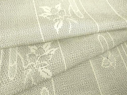 平和屋着物▽本塩沢　単衣　草花間道　110亀甲　正絹　逸品　DABH6278az