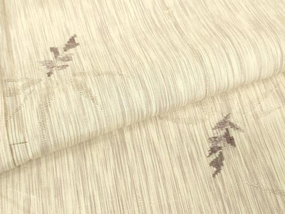平和屋着物▽上質な紬　単衣　草花文　正絹　逸品　DABH6282az