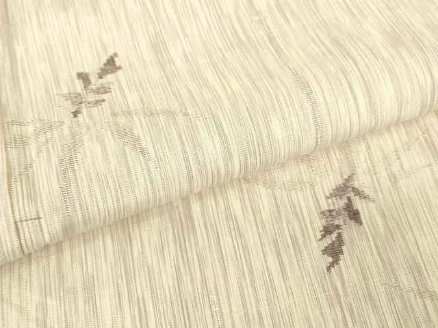 平和屋着物▽上質な紬　単衣　草花文　正絹　逸品　DABH6282az