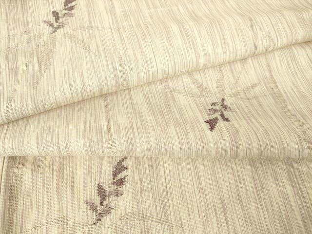 平和屋着物▽上質な紬　単衣　草花文　正絹　逸品　DABH6282az