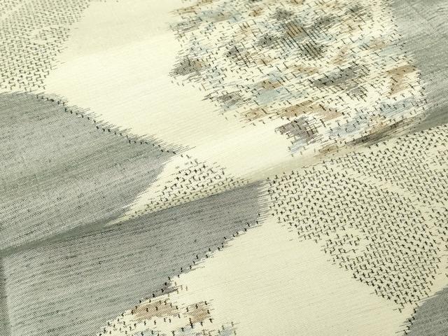 平和屋着物▽上質な紬　単衣　切嵌め花唐文　正絹　逸品　DABH6285az