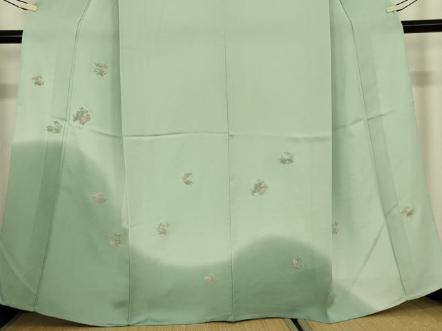 平和屋着物▽中国三大刺繍　相良刺繍　総刺繍　訪問着　単衣　貝桶花車文　暈し染め　正絹　逸品　DABH6286az