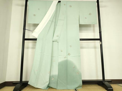 平和屋着物▽中国三大刺繍　相良刺繍　総刺繍　訪問着　単衣　貝桶花車文　暈し染め　正絹　逸品　DABH6286az
