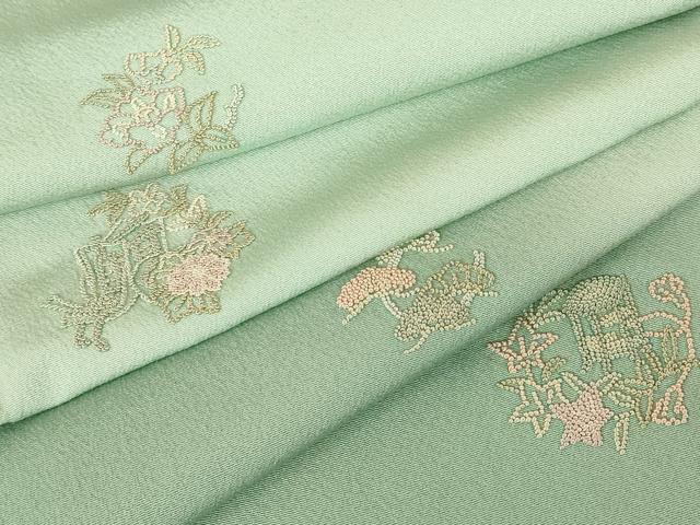 平和屋着物▽中国三大刺繍　相良刺繍　総刺繍　訪問着　単衣　貝桶花車文　暈し染め　正絹　逸品　DABH6286az