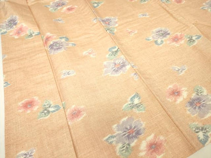 平和屋着物▽上質な紬　単衣　舞花文　正絹　逸品　DABH6288az