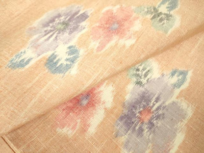 平和屋着物▽上質な紬　単衣　舞花文　正絹　逸品　DABH6288az