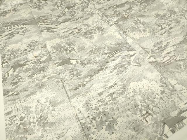 平和屋着物▽本場大島紬　白大島　単衣　風景樹林文　正絹　逸品　DABH6290az