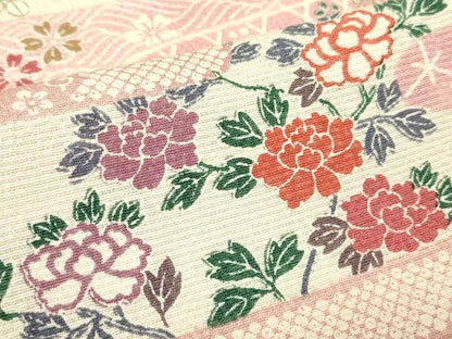 平和屋着物▽上質な小紋　単衣　霞取花文　正絹　逸品　DABH6291az