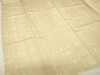 平和屋着物▽上質な小紋　単衣　舞桜格子文　正絹　逸品　未使用　DABH6292az