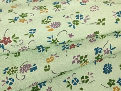 平和屋着物▽上質な小紋　単衣　菊唐草文　正絹　逸品　DABH6293az