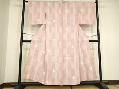 平和屋着物▽上質な小紋　単衣　雪輪兎文　正絹　逸品　DABH6294az