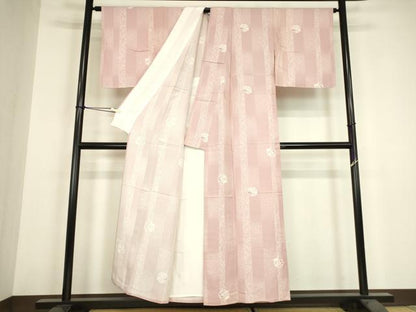 平和屋着物▽上質な小紋　単衣　雪輪兎文　正絹　逸品　DABH6294az