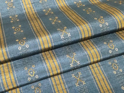 平和屋着物▽上質な紬 　単衣　 花織　幾何学間道　正絹　逸品　未使用　DABH6296az