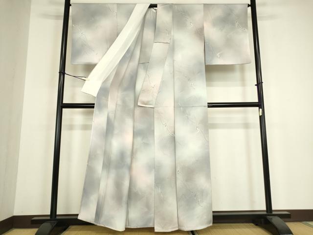 平和屋着物▽上質な小紋　単衣　松文　暈し染め　正絹　逸品　DABH6300az
