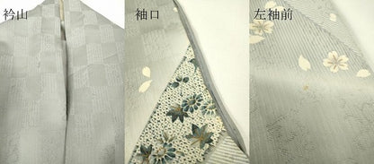 平和屋着物▽訪問着　単衣　舞桜文　暈し染め　金彩　正絹　逸品　DABH6304az