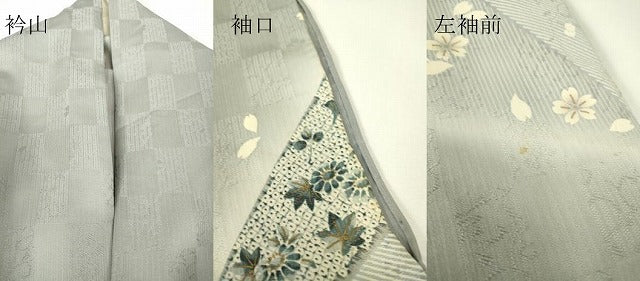 平和屋着物▽訪問着　単衣　舞桜文　暈し染め　金彩　正絹　逸品　DABH6304az