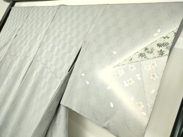 平和屋着物▽訪問着　単衣　舞桜文　暈し染め　金彩　正絹　逸品　DABH6304az