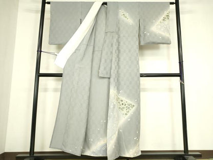 平和屋着物▽訪問着　単衣　舞桜文　暈し染め　金彩　正絹　逸品　DABH6304az