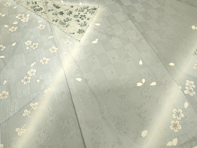 平和屋着物▽訪問着　単衣　舞桜文　暈し染め　金彩　正絹　逸品　DABH6304az