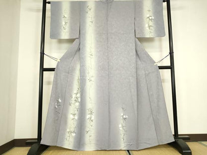 平和屋着物▽訪問着　単衣　草花文　手描き　暈し染め　正絹　逸品　DABH6308az