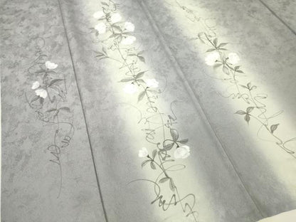 平和屋着物▽訪問着　単衣　草花文　手描き　暈し染め　正絹　逸品　DABH6308az