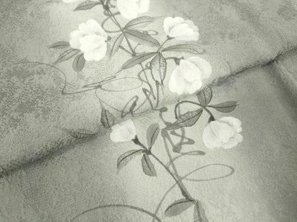 平和屋着物▽訪問着　単衣　草花文　手描き　暈し染め　正絹　逸品　DABH6308az