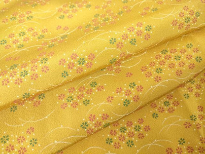 平和屋着物▽上質な小紋　単衣　小花文　正絹　逸品　DABH6310az