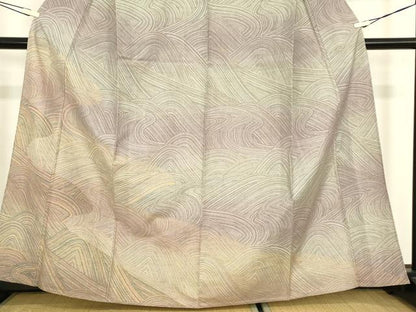 平和屋着物▽訪問着　単衣　紬地　流水文　正絹　逸品　未使用　DABH6311az