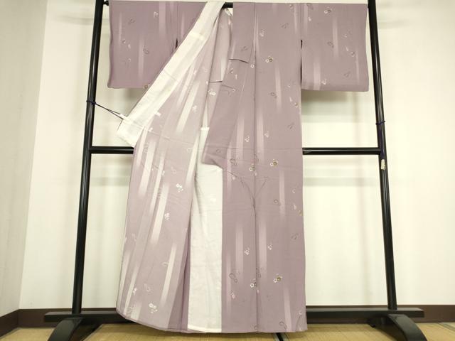 平和屋着物▽上質な小紋　単衣　舞花瓢箪文　正絹　逸品　DABH6313az