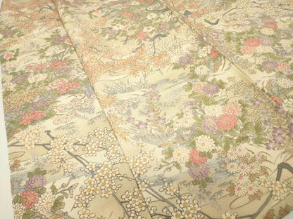 平和屋着物▽上質な小紋　単衣　流水籬花文　正絹　逸品　DABH6314az