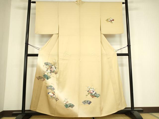 平和屋着物▽訪問着　単衣　地紙御所車花文　暈し染め　金彩　さが美扱い　正絹　逸品　DABH6318az