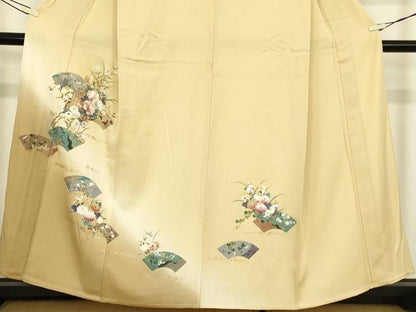 平和屋着物▽訪問着　単衣　地紙御所車花文　暈し染め　金彩　さが美扱い　正絹　逸品　DABH6318az