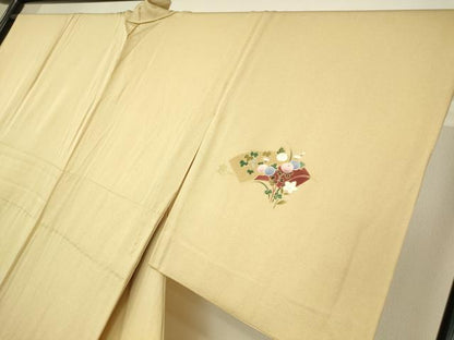 平和屋着物▽訪問着　単衣　地紙御所車花文　暈し染め　金彩　さが美扱い　正絹　逸品　DABH6318az