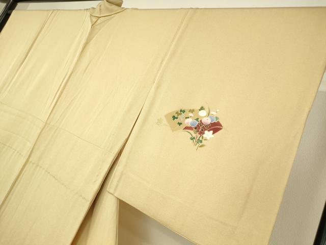 平和屋着物▽訪問着　単衣　地紙御所車花文　暈し染め　金彩　さが美扱い　正絹　逸品　DABH6318az
