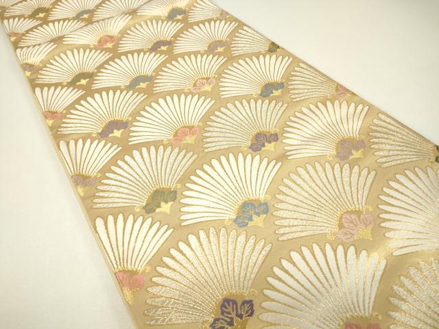 平和屋着物▼六通柄袋帯　唐織　花青海波　舞　金銀糸　正絹　逸品　DABH6330az